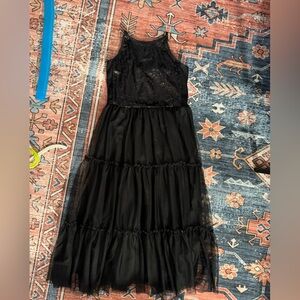Cat & Jack Black maxi dress sequin top tulle skirt